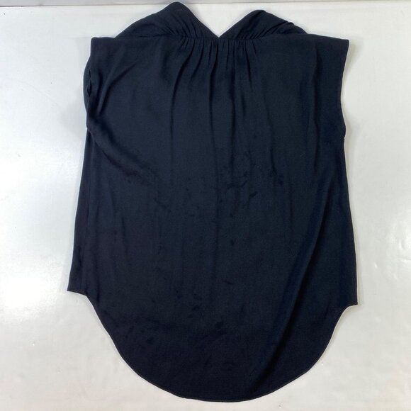Rebecca Taylor Black Sleeveless Womens Blouse Zipper Front Faux Pockets Size 4 - Picture 2 of 6